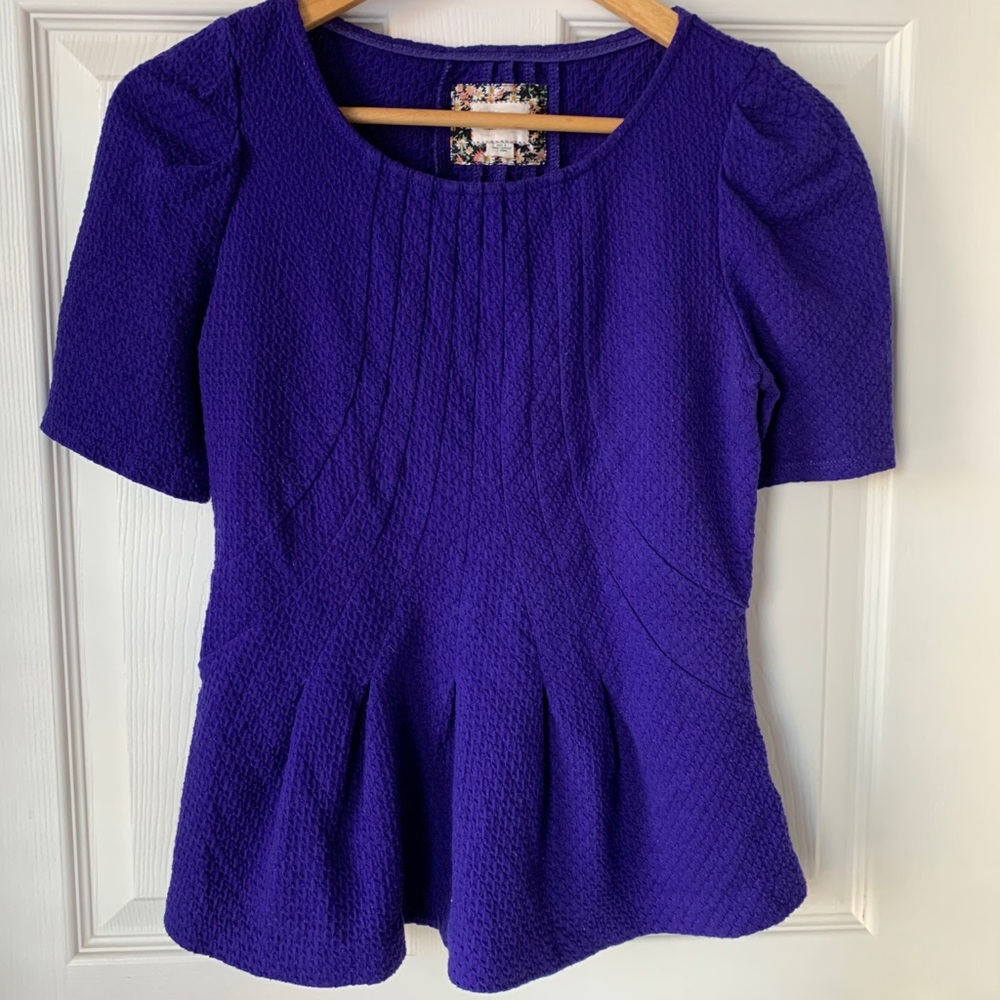 Anthropologie EEEUC Purple peplum top XS